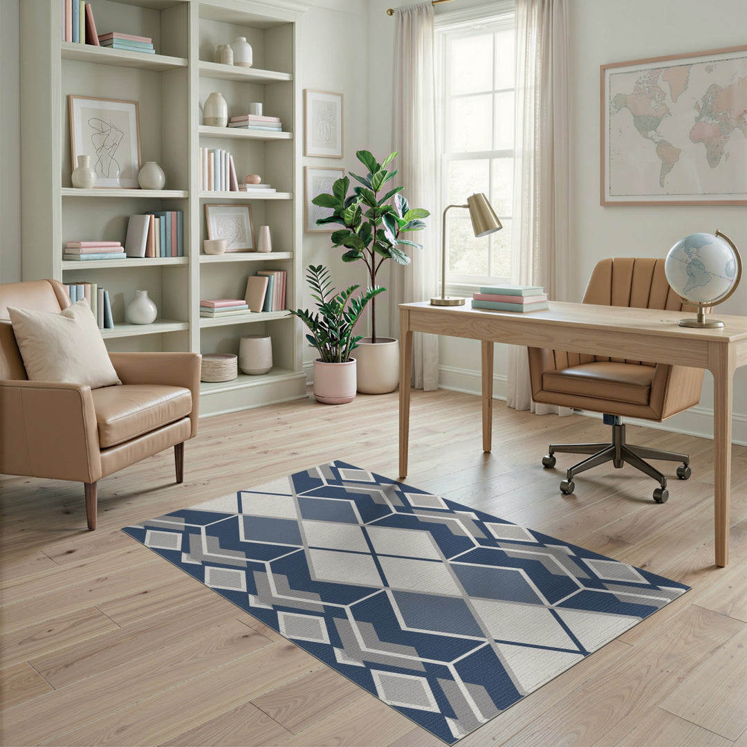 Geometric Modern Blue Geometric Diamond Area Rug