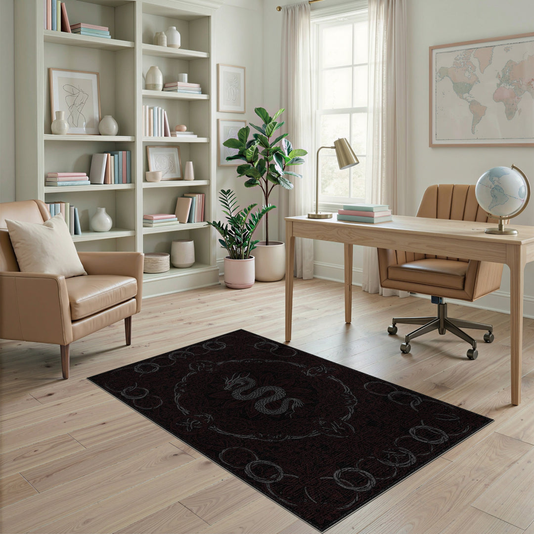 Red Dragon Medallion Area Rug