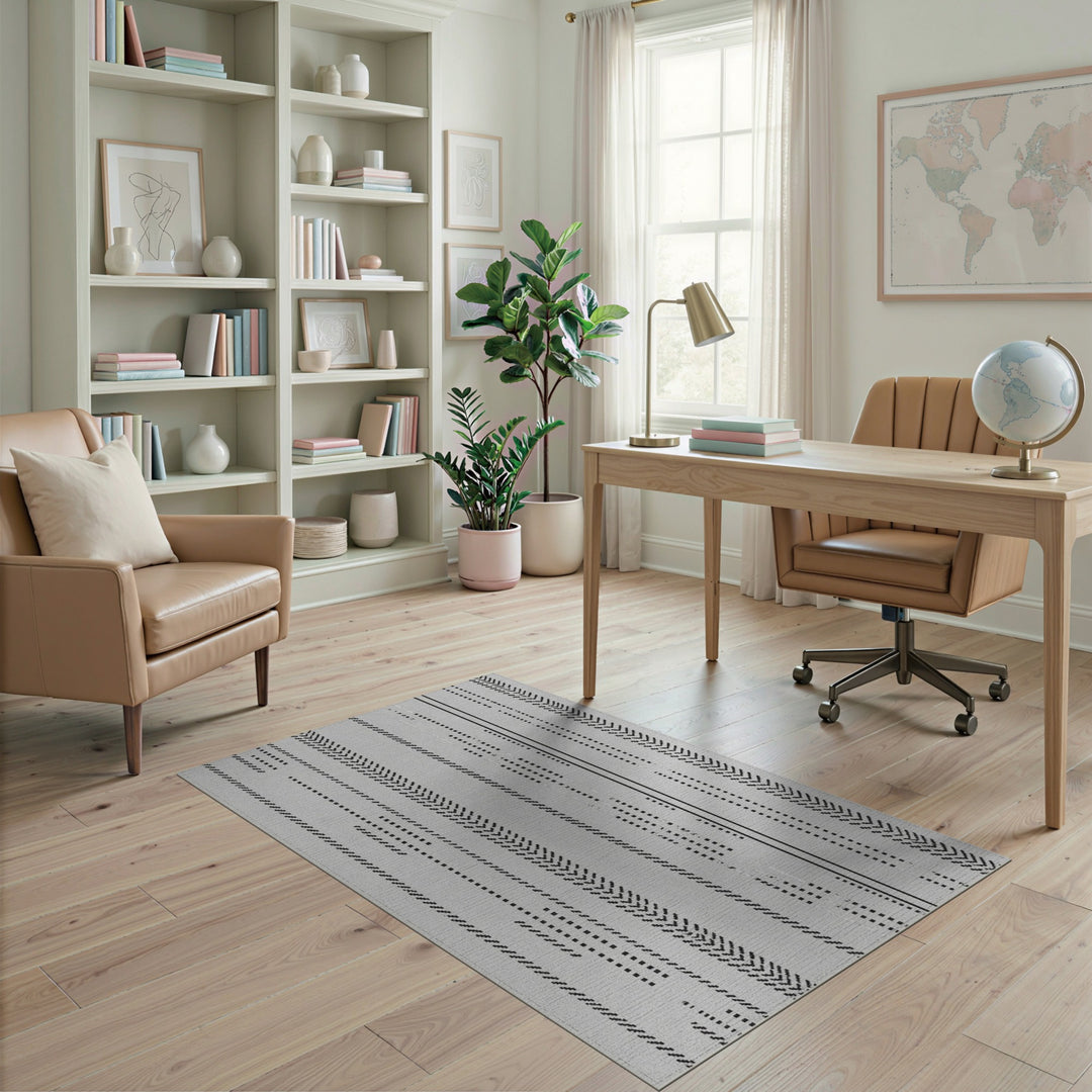 Black and White Geometric Modern Black White Geometric Chevron Area Rug