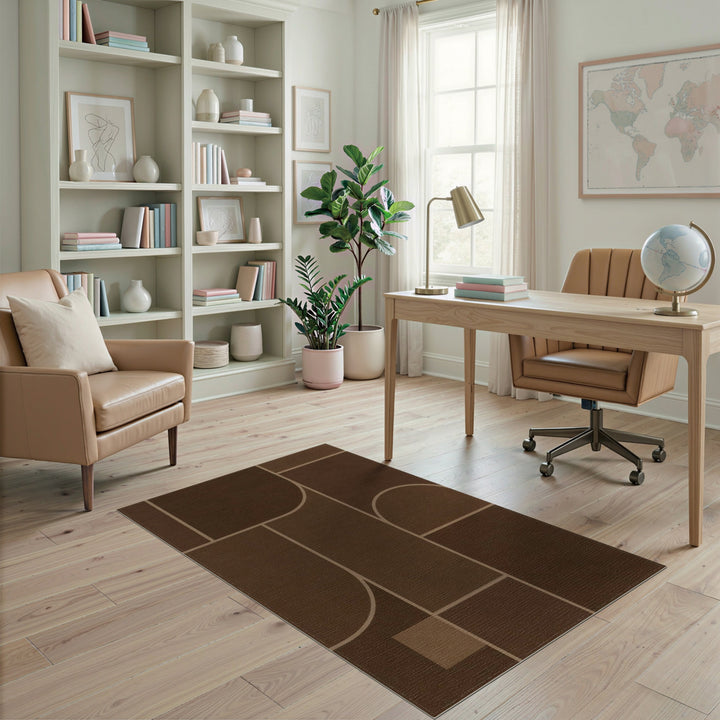 Geometric Modern Brown and Tan Modern Brown Geometric Area Rug