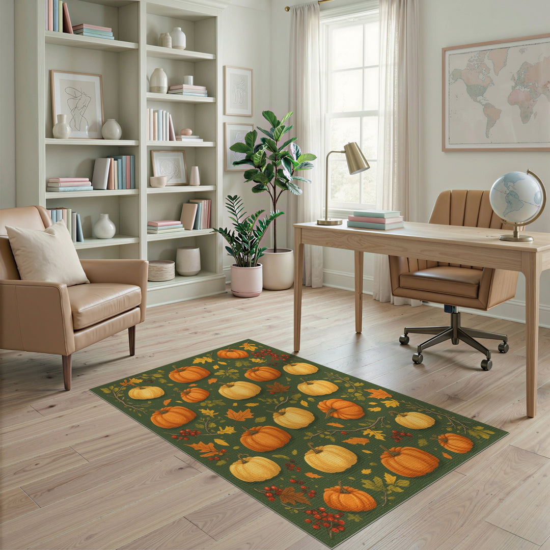 Multi-color and Patterns Fruit Pattern Autumn Pumpkin Harvest Area Rug
