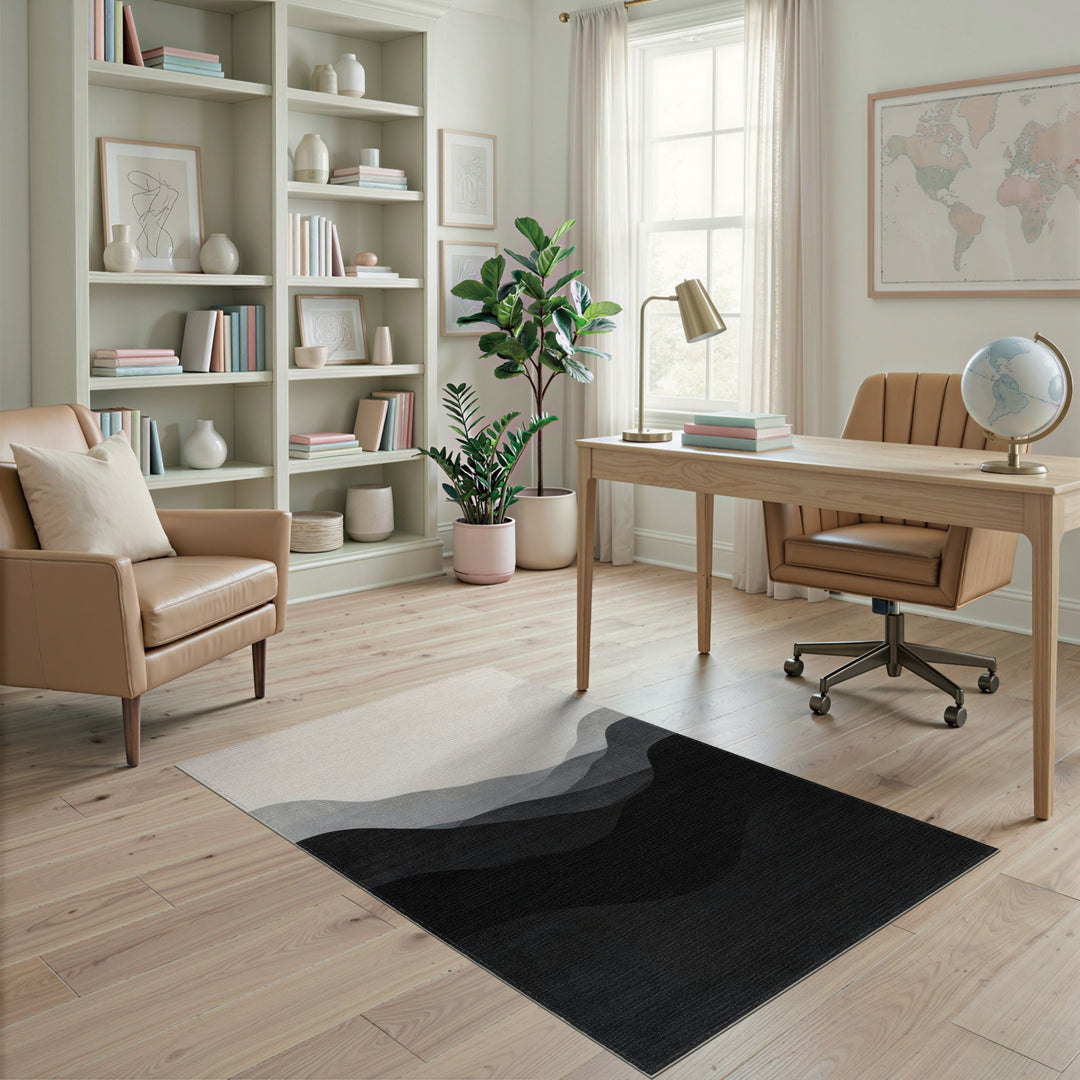 Grey Layered Hills Abstract Area Rug