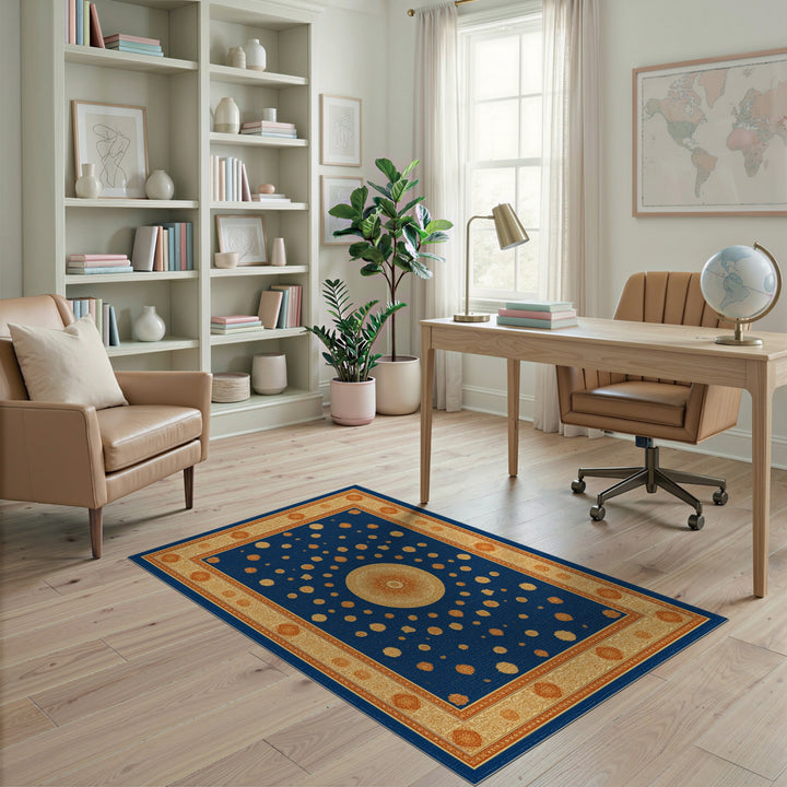 Blue Gold Mandala Area Rug