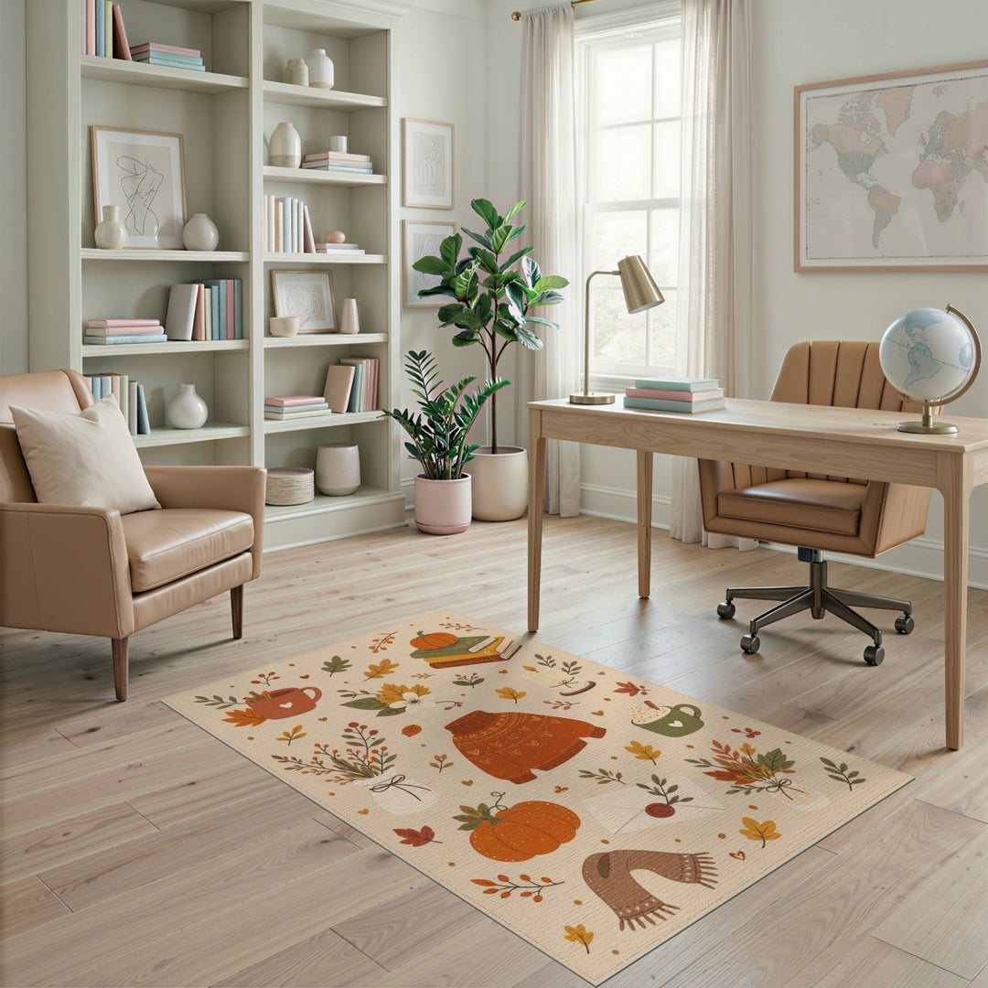 Cozy Autumn Sweater Beige Area Rug