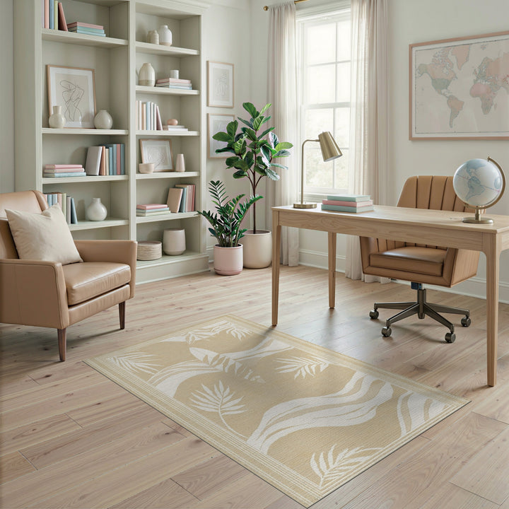 Beige Coastal Surfboard Wave Area Rug