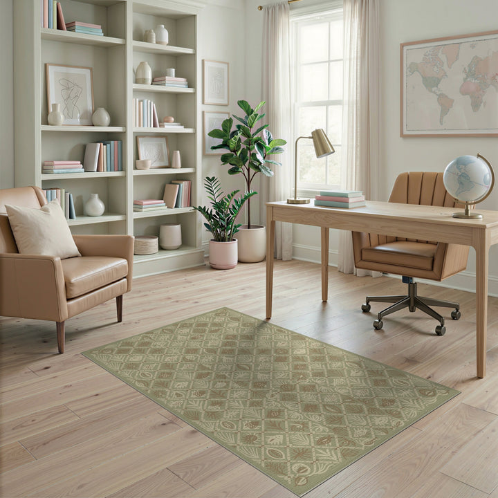 Green Coastal Fish and Pineapple Area Rug