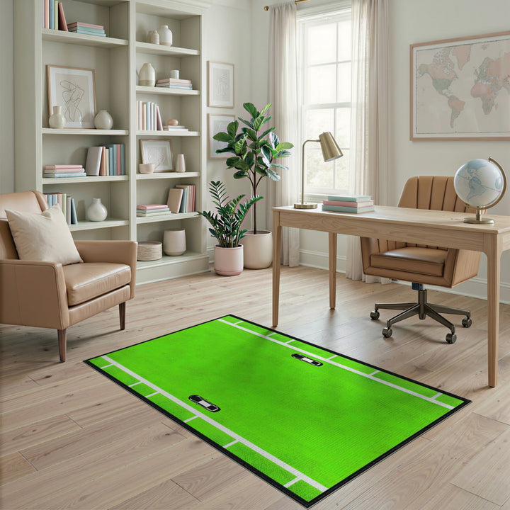 Green Geometric Court Area Rug