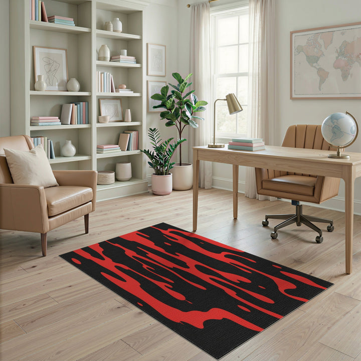 Red Abstract Drip Area Rug