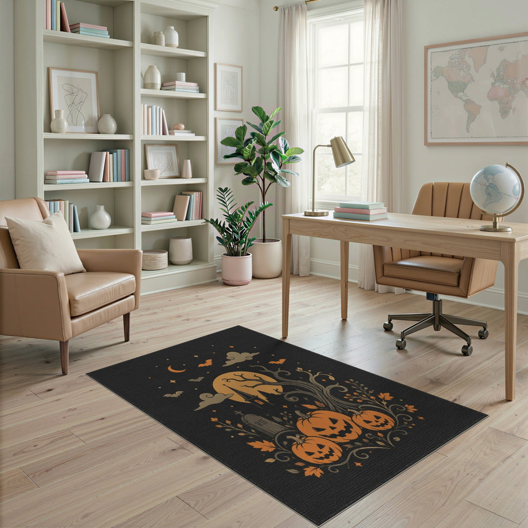 Halloween Pumpkin Moon Area Rug