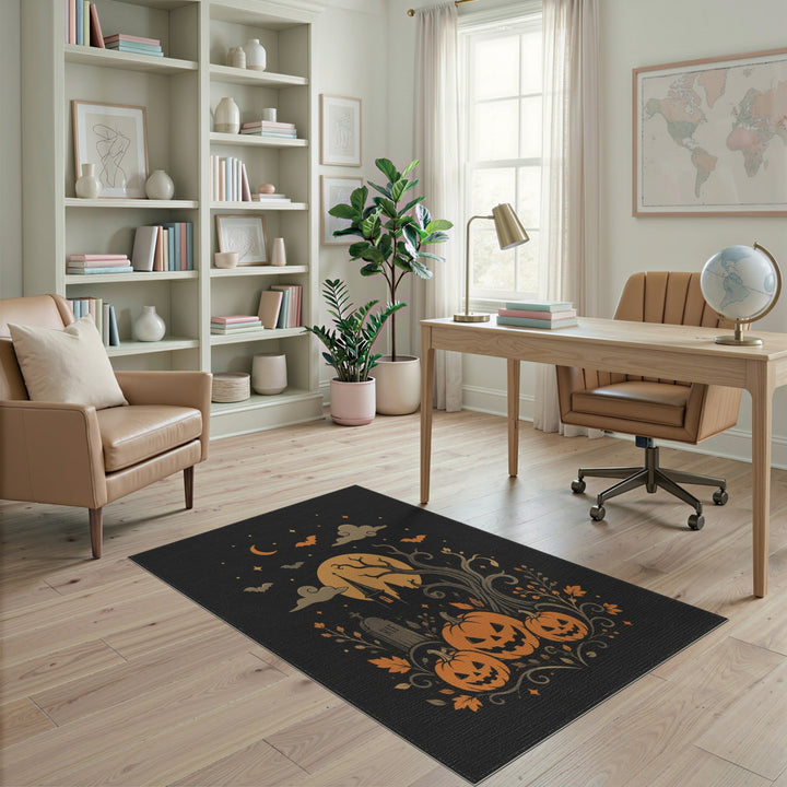 Halloween Pumpkin Moon Area Rug