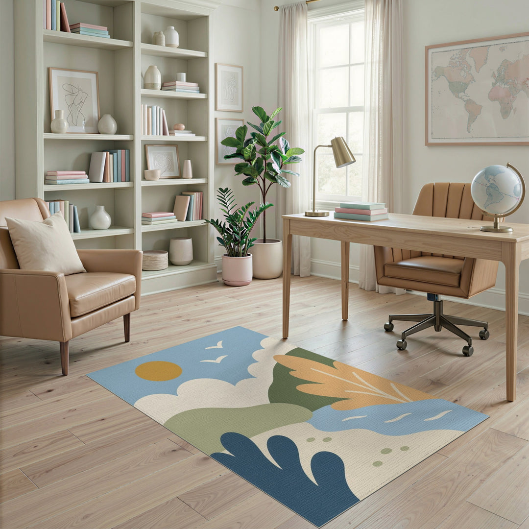 Abstract Coastal Landscape Area Rug