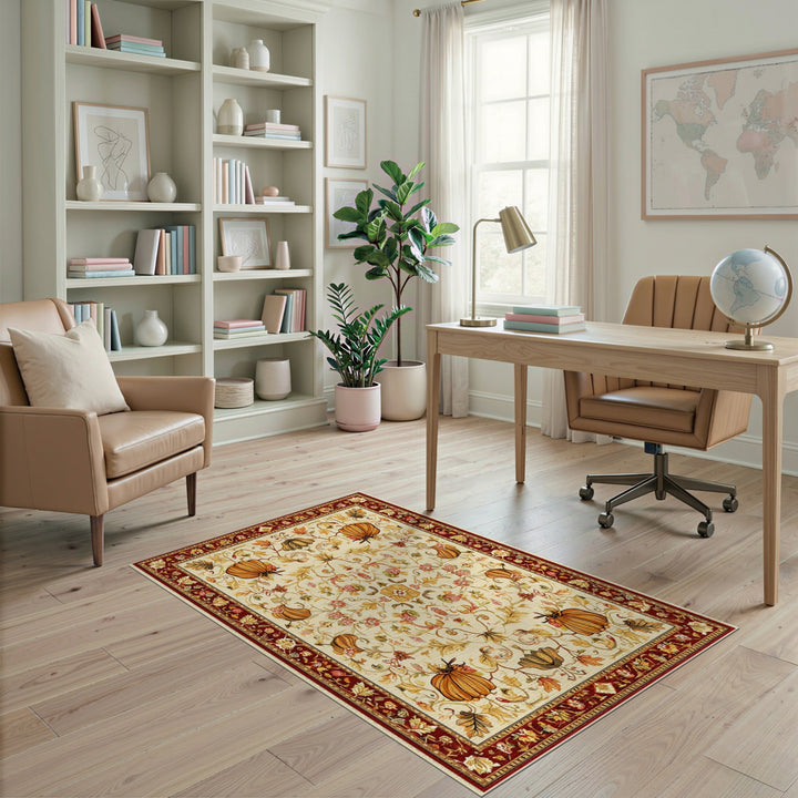 Multi-color and Patterns Autumn Pumpkin Floral Area Rug
