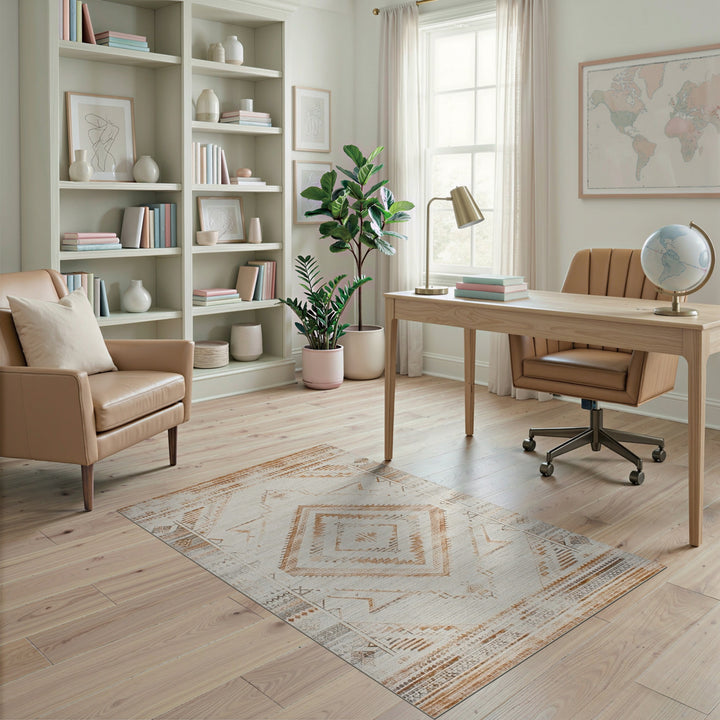 Brown Tan Heritage Tribal Diamond Area Rug
