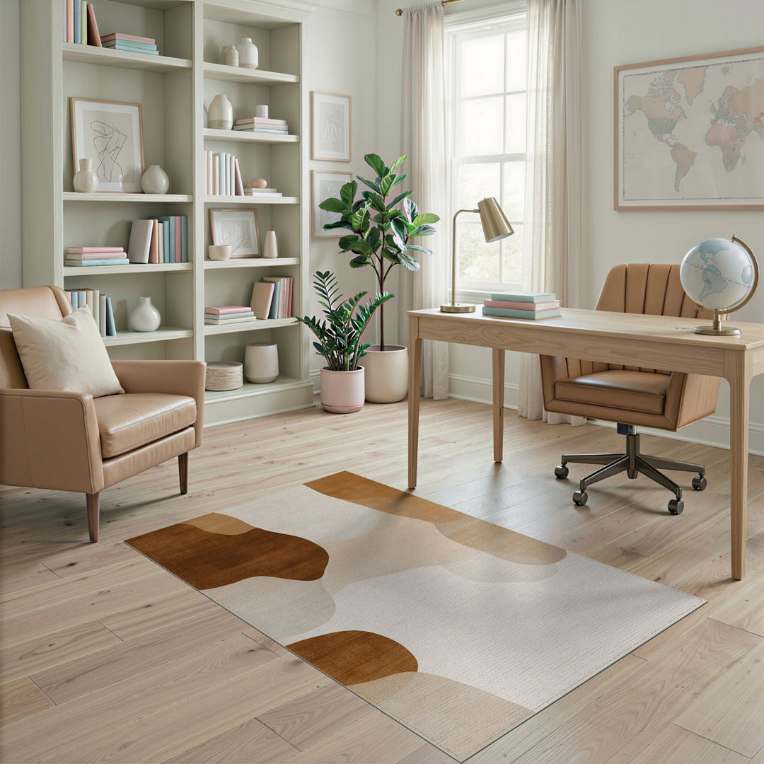 Earthy Abstract Brown Abstract Area Rug