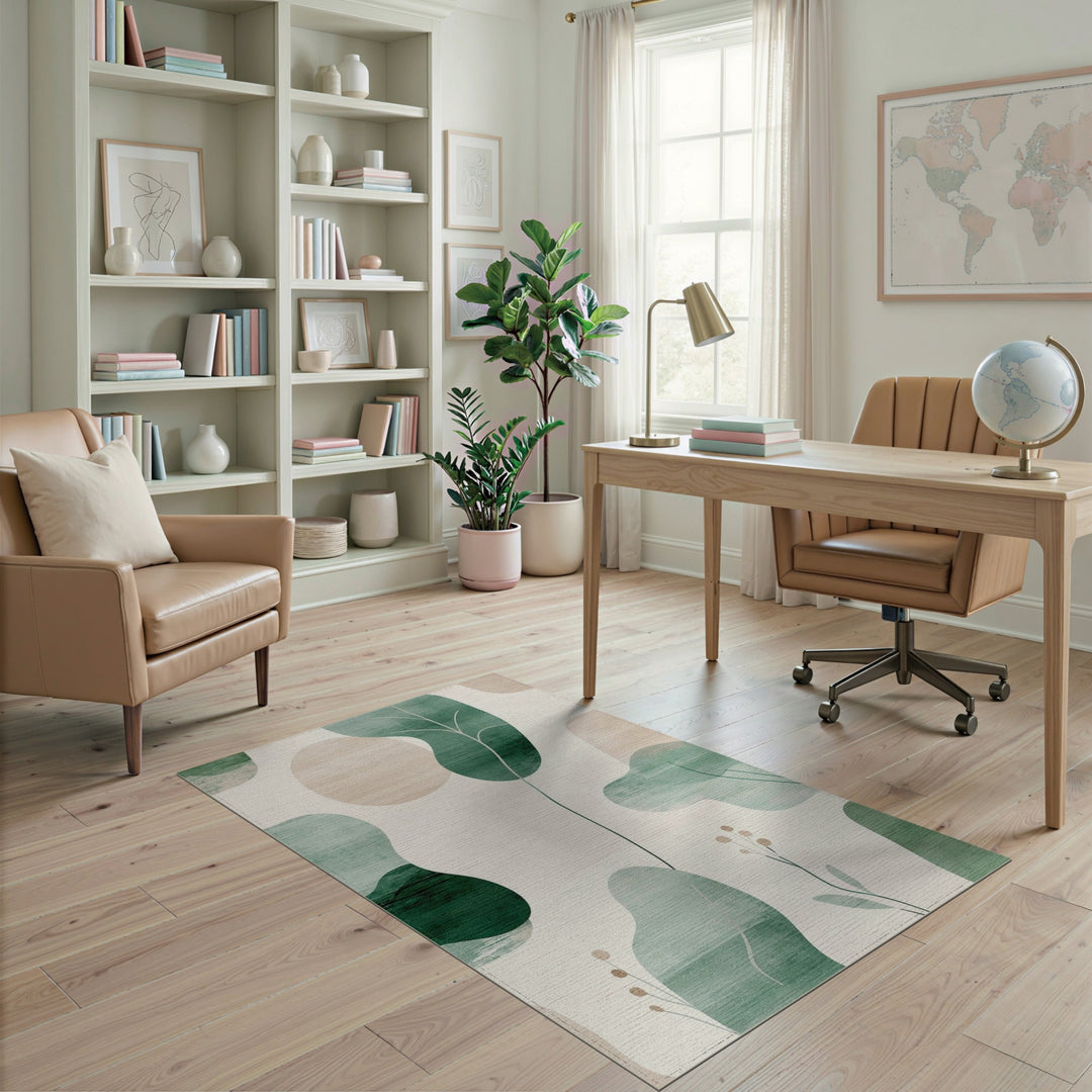 Green Abstract Area Green Abstract Leaf Area Rug