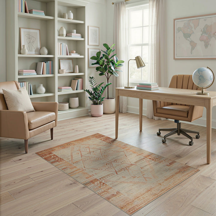 Orange Southwestern Geometric Area Rug