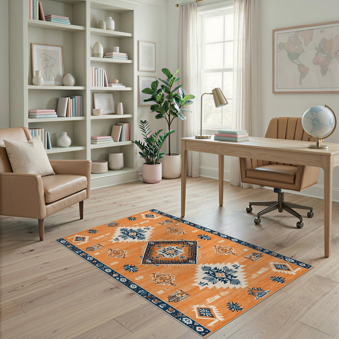 Orange Southwestern Geometric Area Rug