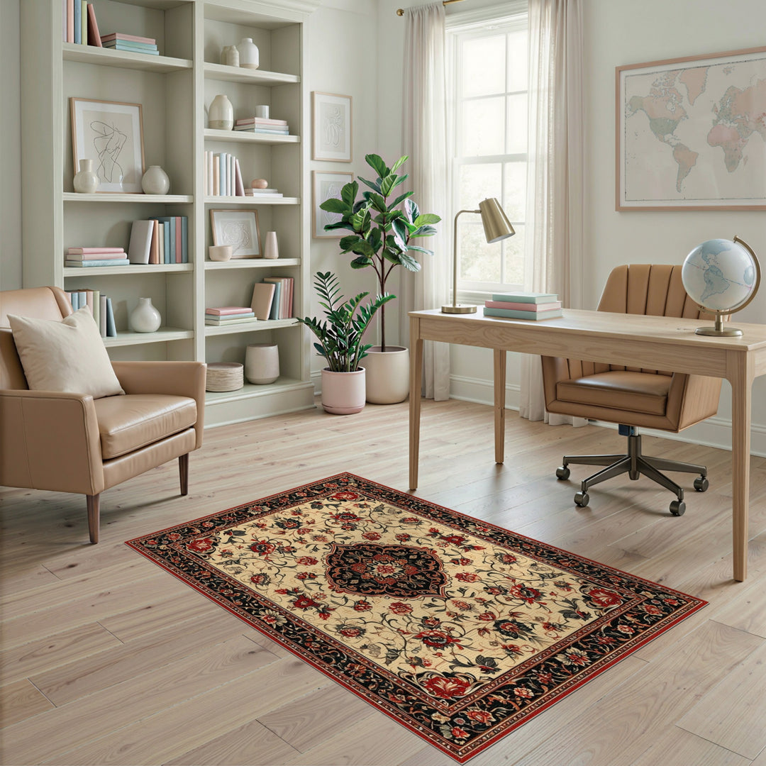 Red Floral Persian Medallion Traditional Persian Area Rug