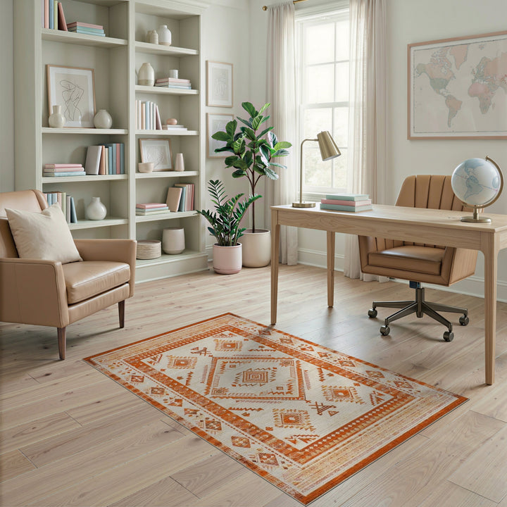 Orange Southwestern Geometric Area Rug