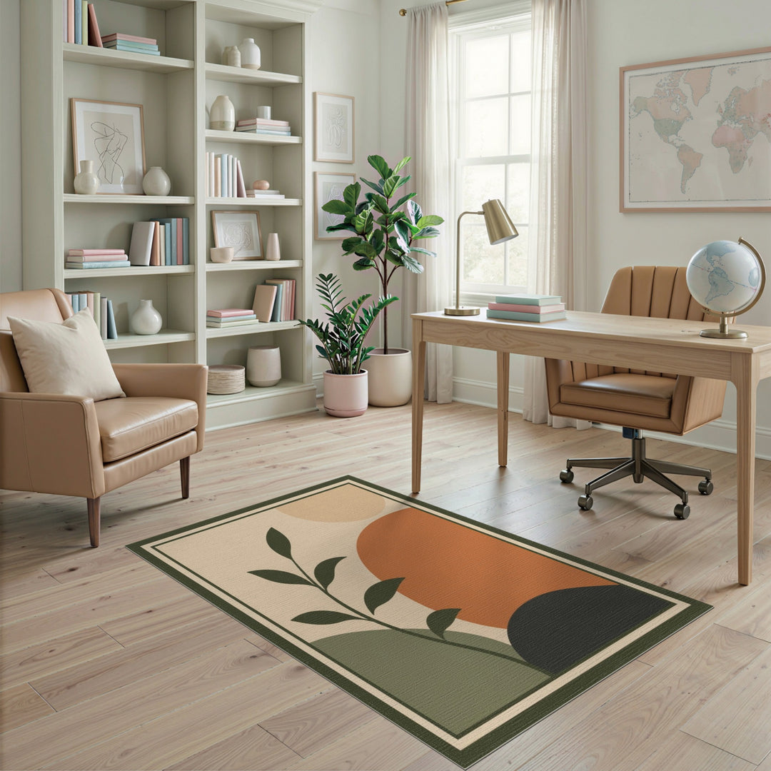 Minimalist Botanical Abstract Area Rug