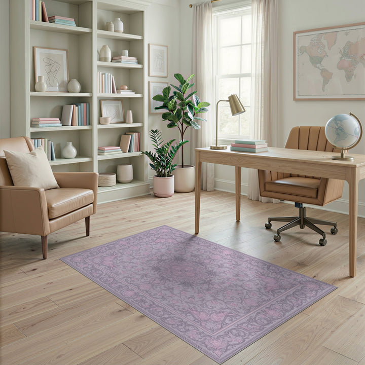 Purple Floral Vintage Area Rug
