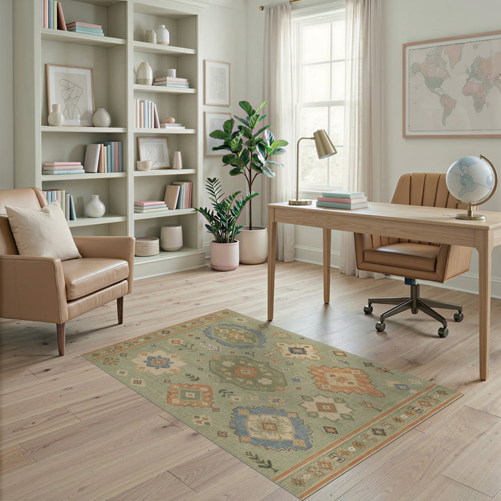 Green Sage Green Heritage Tribal Area Rug
