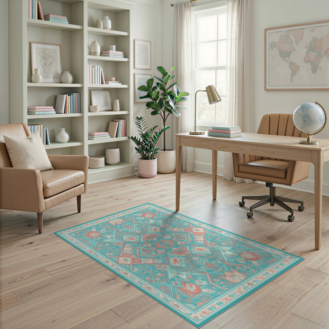 Teal Southwestern Geometric Area Rug