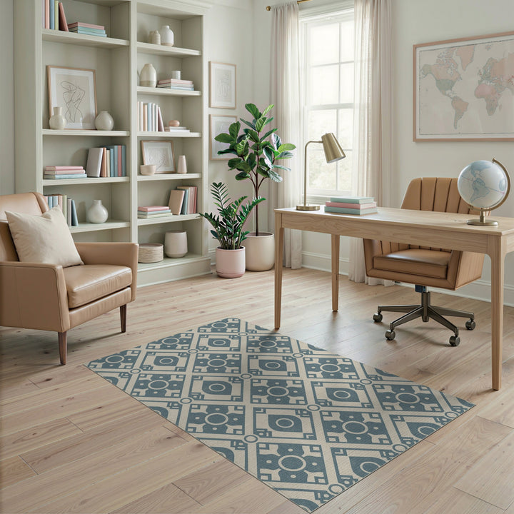 Teal Geometric Diamond Geometric Modern Area Rug