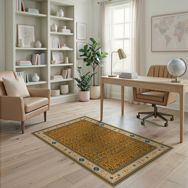 Vibrant Orange Traditional Persian Area Rug
