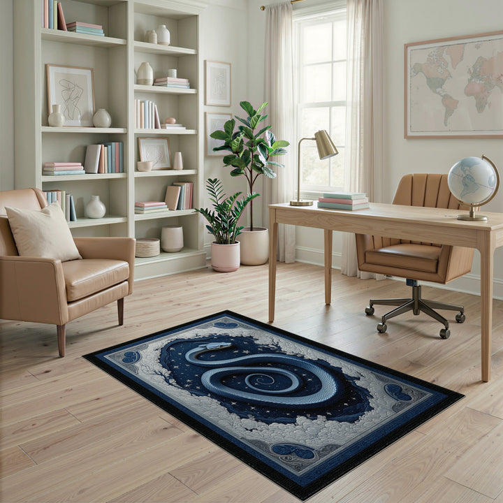 Blue Celestial Snake Coiled Area Rug