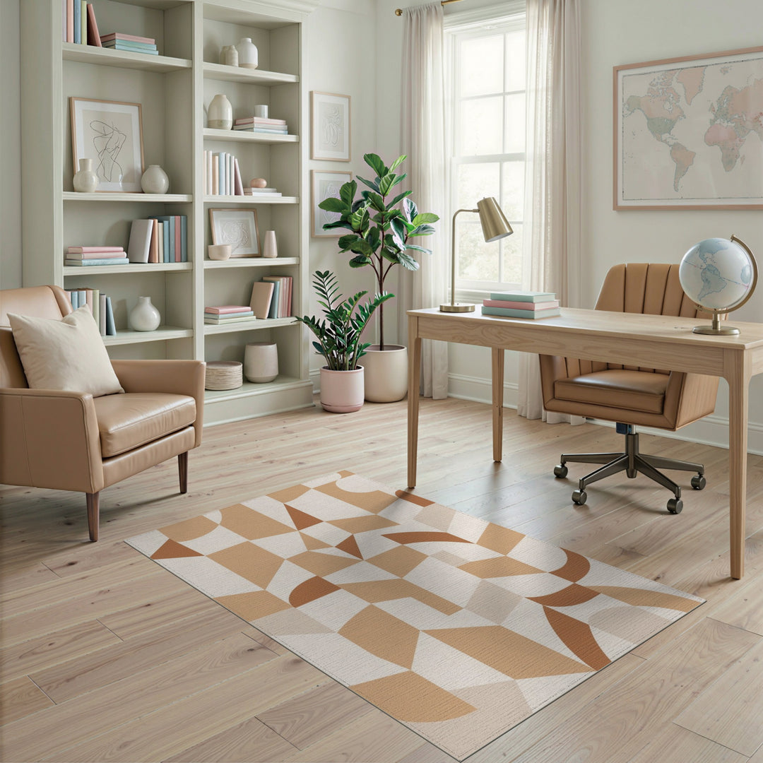 Geometric Brown Tan Area Rug
