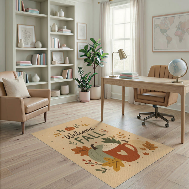 Welcome Fall Pumpkin Mug Area Rug