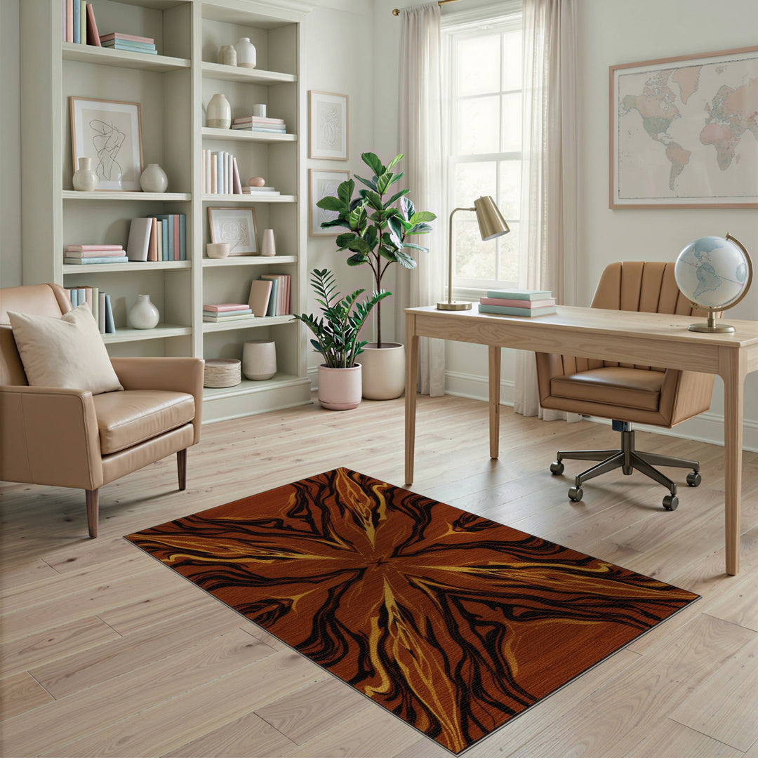 Radiant Brown Gold Abstract Area Rug