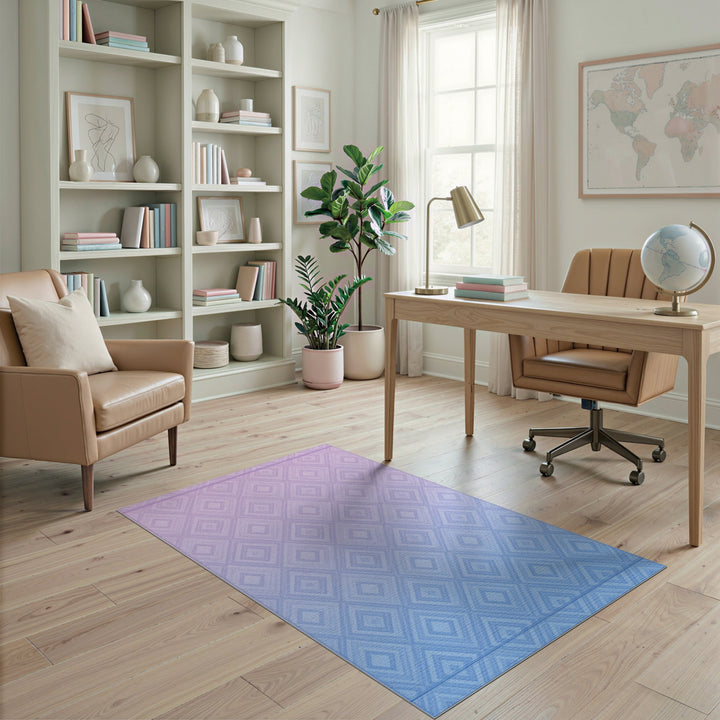 Purple Gradient Geometric Diamond Area Rug