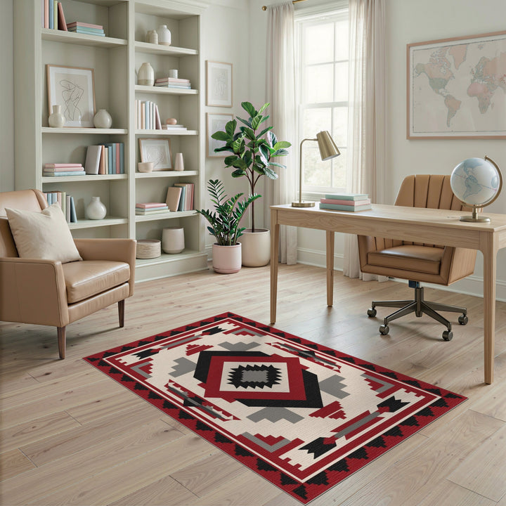 Red Southwestern Geometric Area Rug