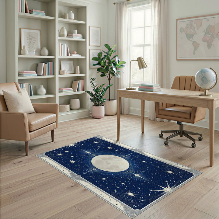 Celestial Moon and Stars Navy Area Rug