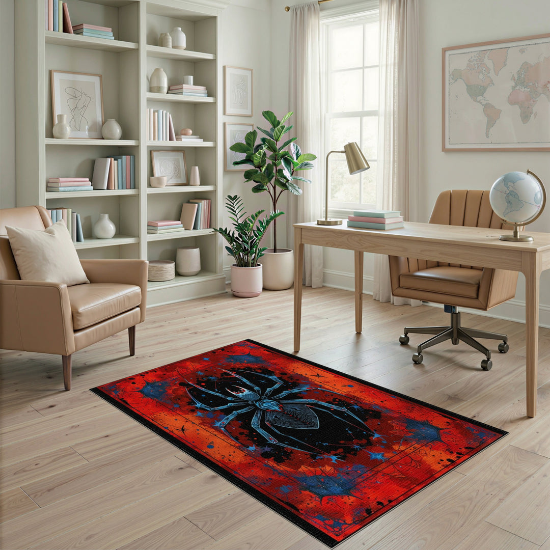 Red Spider Abstract Area Rug