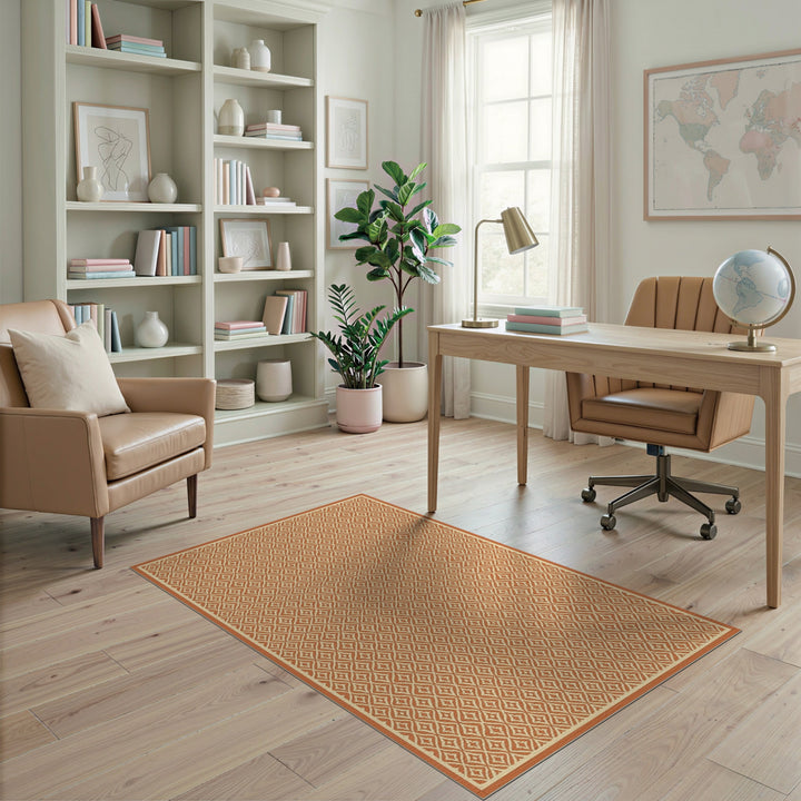 Orange Geometric Diamond Area Rug
