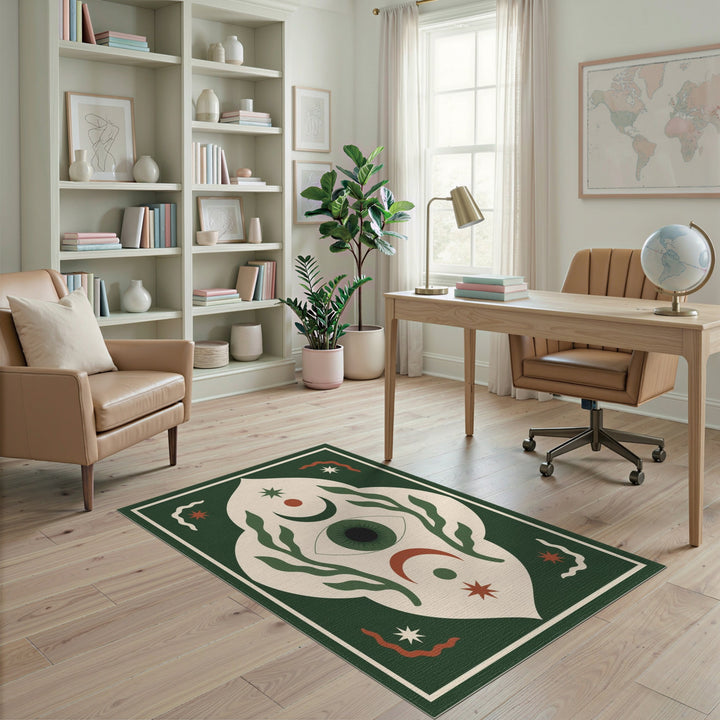 Green Mystic Eye Boho Area Rug