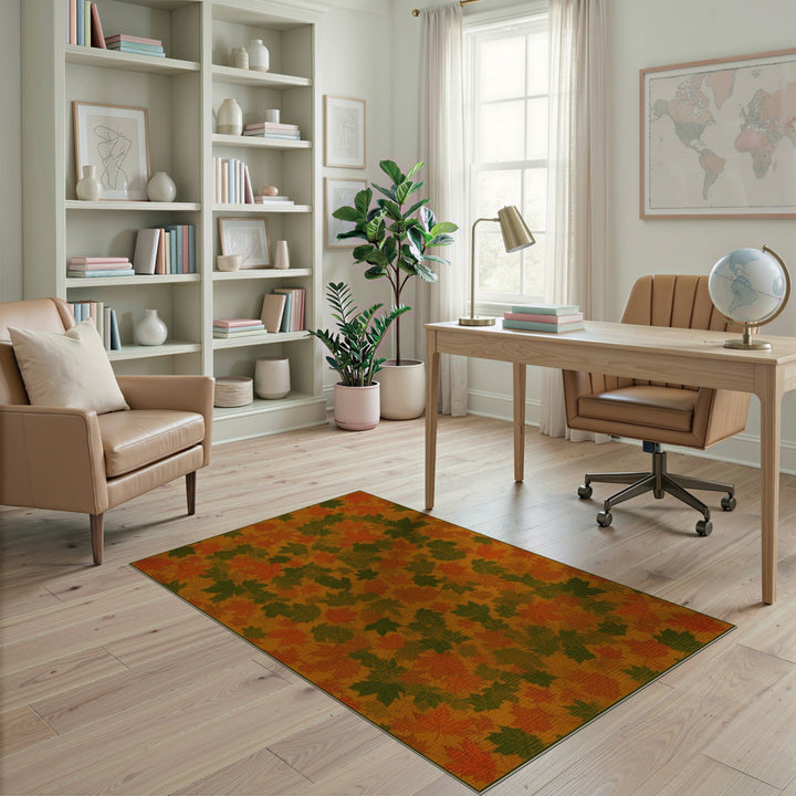 Autumn Maple Leaf Orange Area Rug