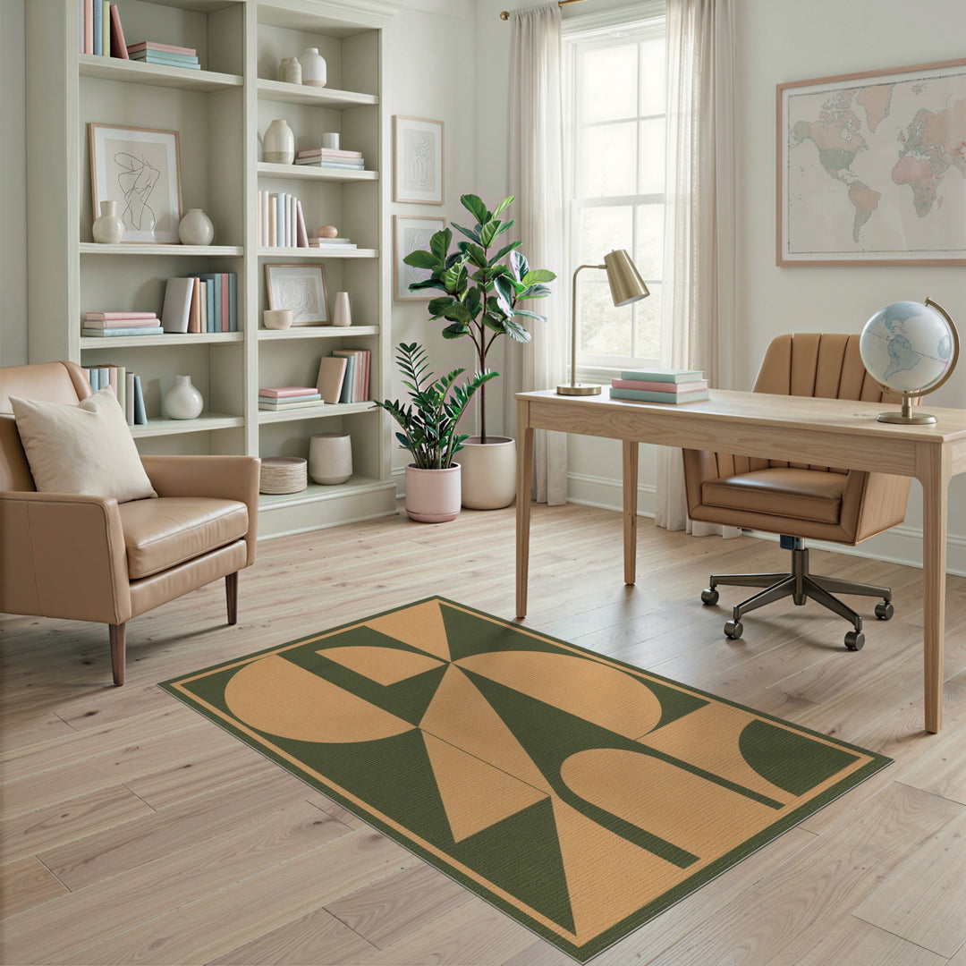 Geometric Green Area Rug
