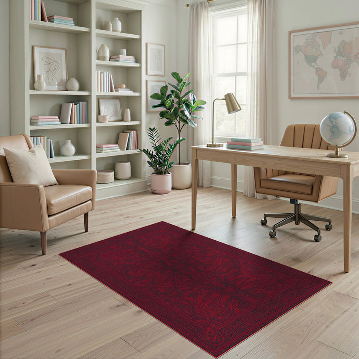 Red Dinosaur Skeleton Heritage Area Rug