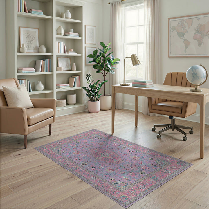 Pink Floral Vintage Area Rug