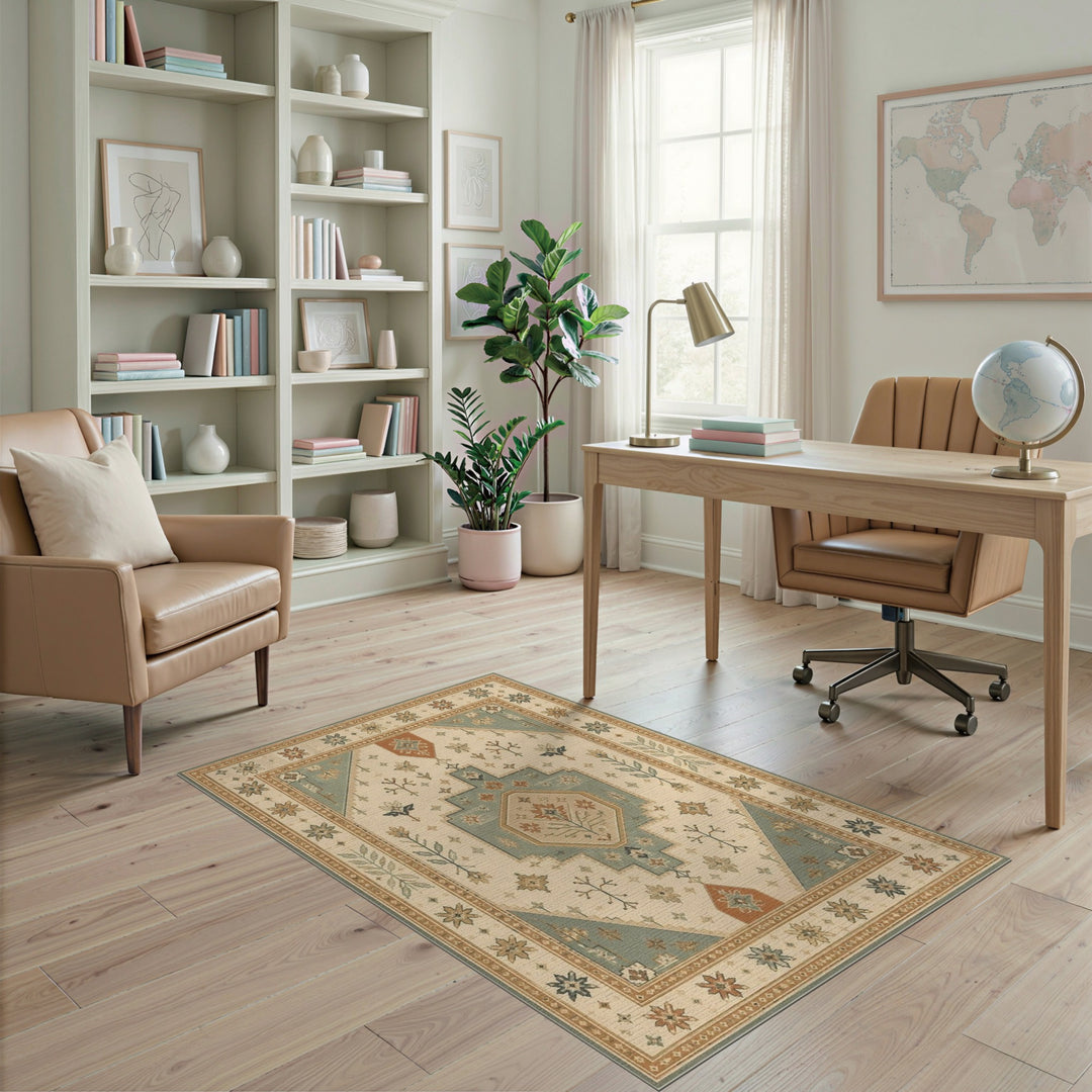 Beige and Neutral Heritage Tribal Beige Area Rug