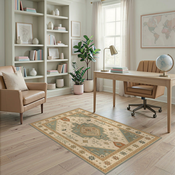 Beige and Neutral Heritage Tribal Beige Area Rug