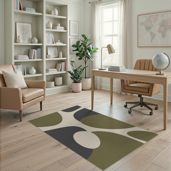 Green Organic Abstract Area Rug