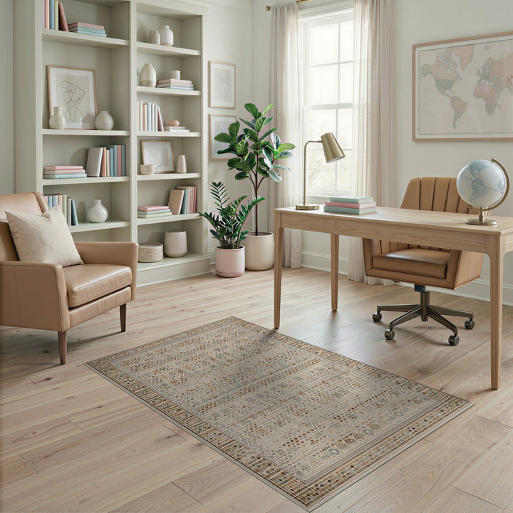 Beige Southwestern Geometric Area Rug