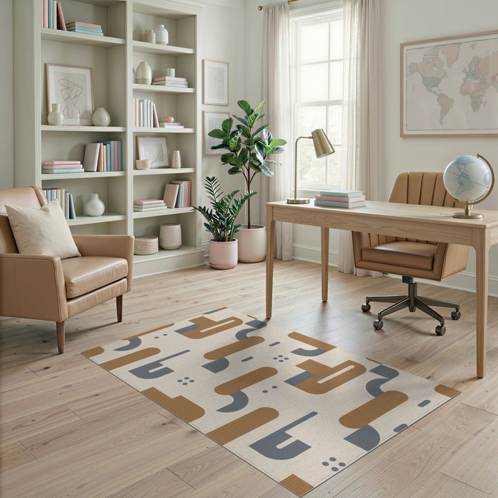 Abstract Brown and Tan Abstract Geometric Brown Area Rug