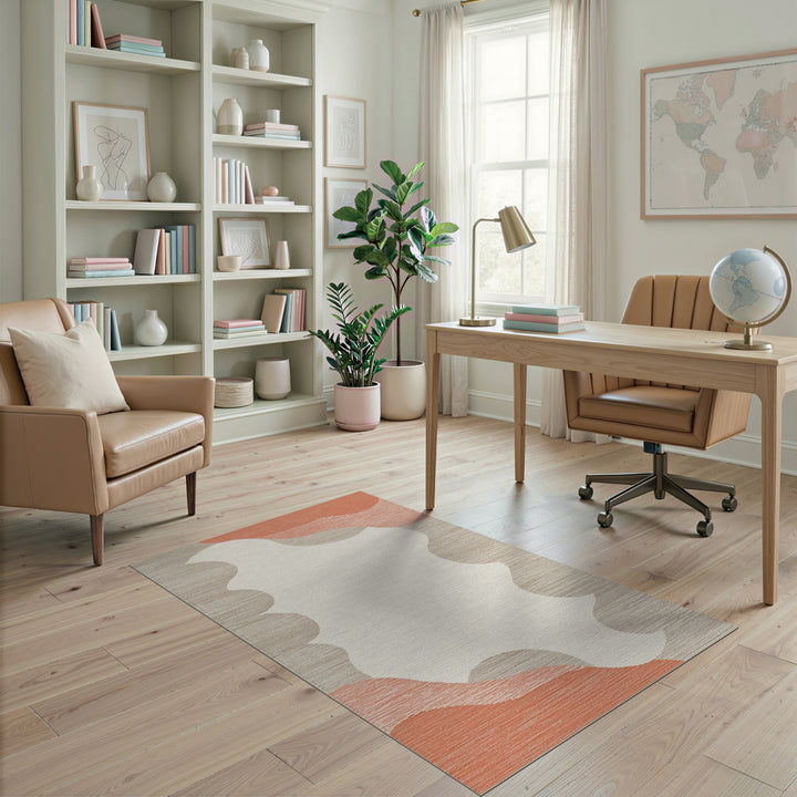 Wave Abstract Orange Wave Area Rug