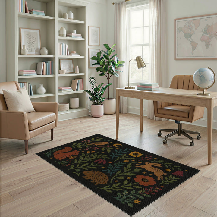 Whimsical Forest Animals Kids Area Rug